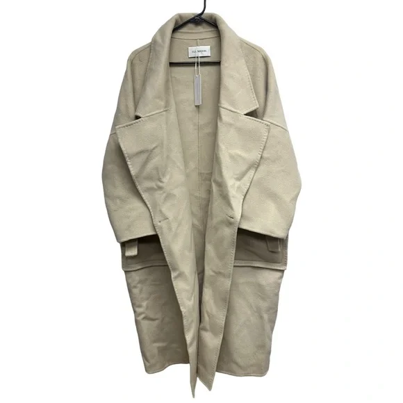 Silk Maison Oversized Beige 100% Wool trench Coat - Picture 4 of 15